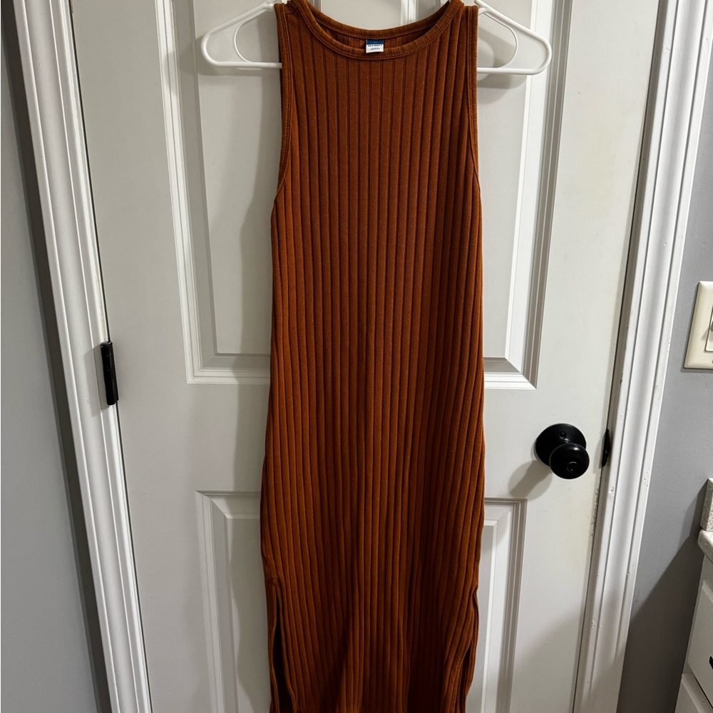 Sleeveless Ribbed Burnt Orange Dress